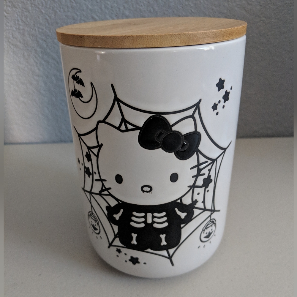 Halloween Hello Kitty Skeleton Spiderweb Canister Kitchen Bar Cart Decor
